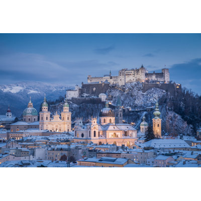 Salzburg At Christmas Time In Winter by Bluejayphoto - Wrapped Canvas Print