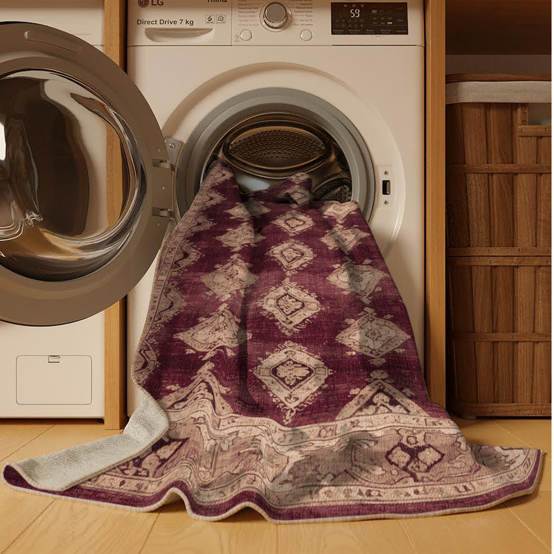 Machine Washable Overdyed Brown Area Rug, Rectangle 2' x 3'