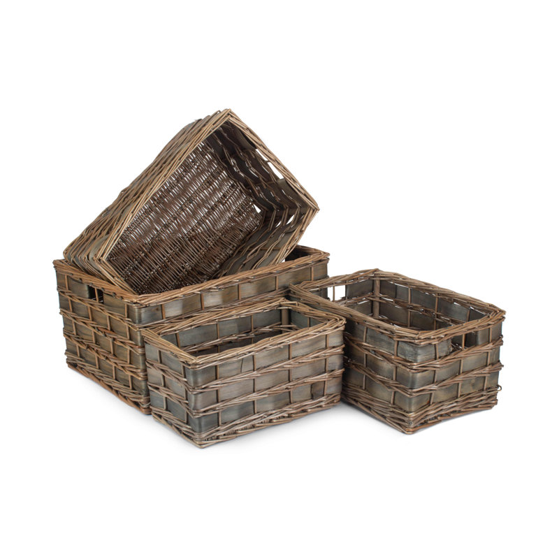 Wicker 4 Piece Scandi Style Storage Basket Set