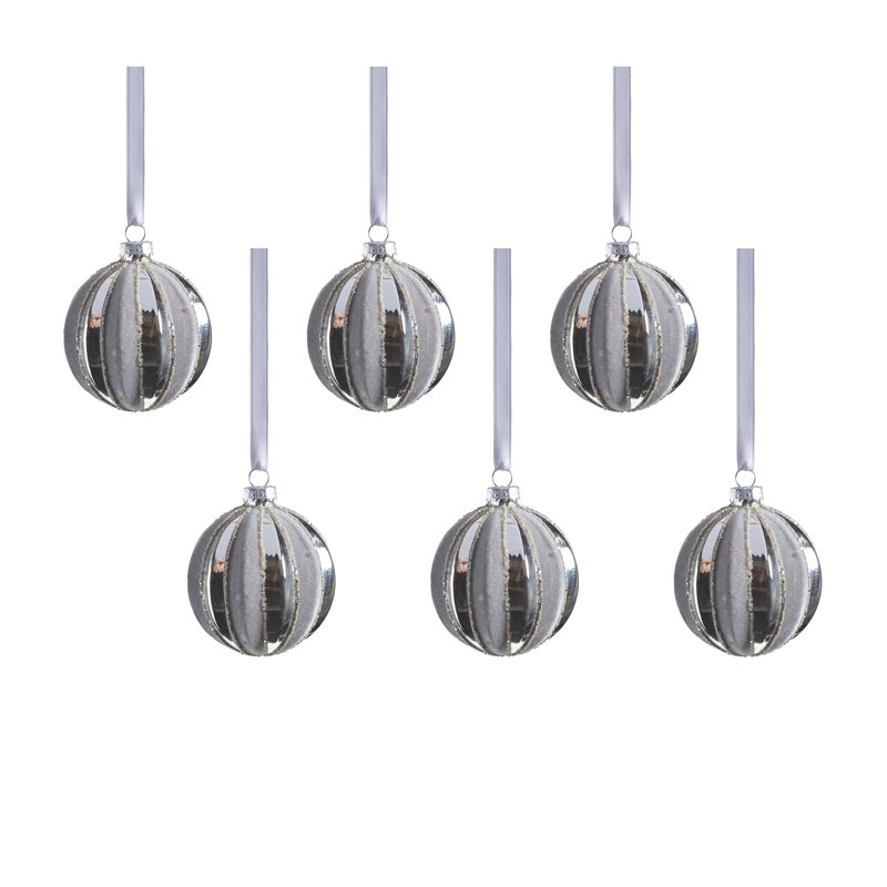 Ensemble de 6 boules en verre brillant Giada, H 3,25 po x l 3,25 po x P 3,25 po