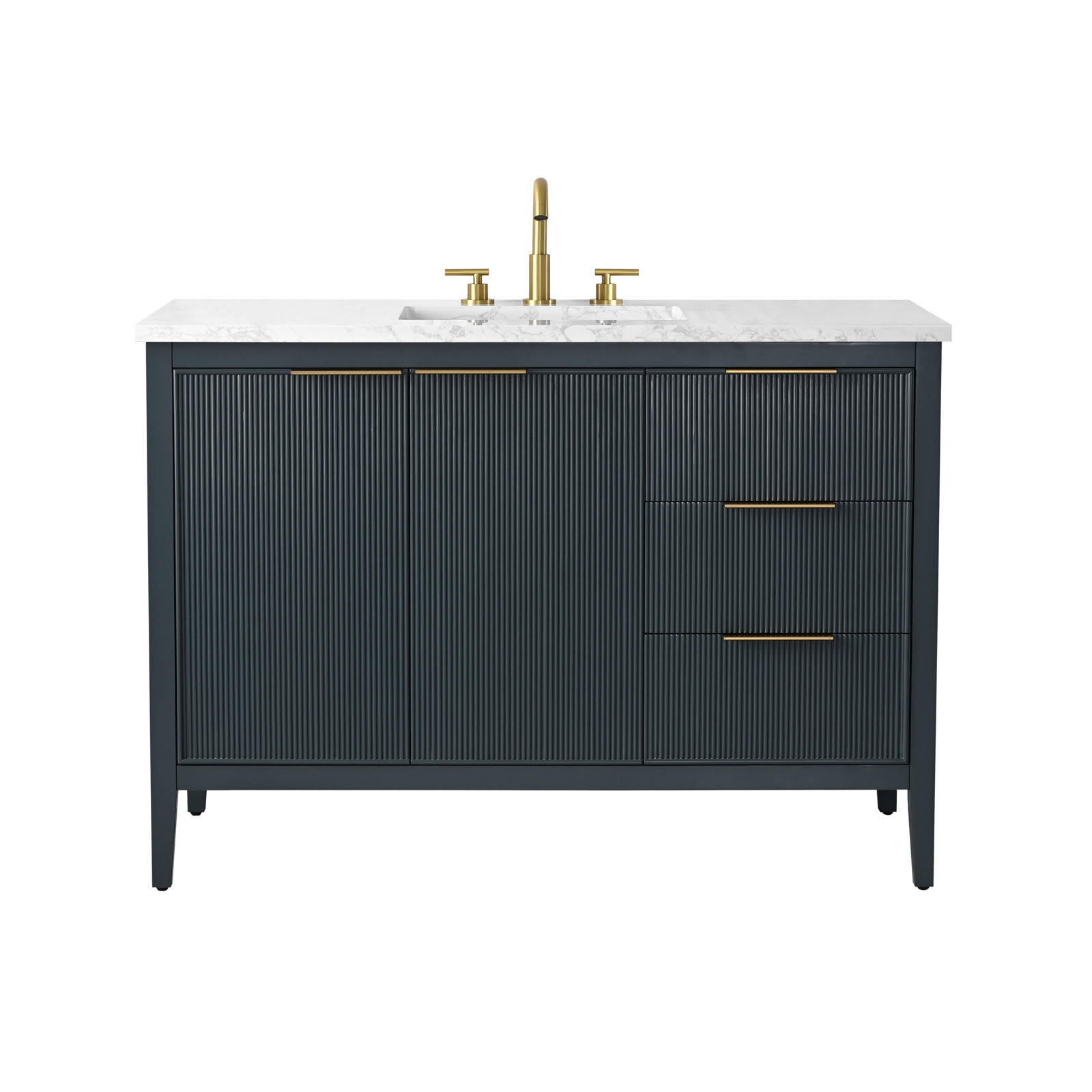 Bilroy 48" Pine Single Bathroom Vanity, Vintage Blue/Brushed Bronze