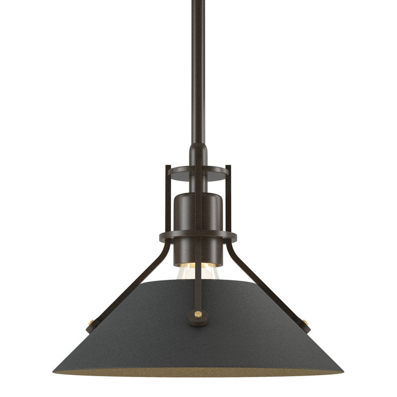 Luminaire suspendu conique à 1 lumière Henry, Bronze, Fer naturel