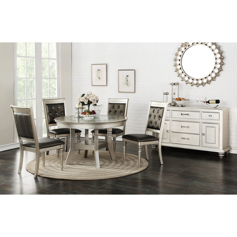 Chaises de salle à manger à dossier argenté (de 2), construction en bois, convient aux espaces de cuisine, capacité de poids de 200 lb, assemblage requis avec 2 pièces, structure solide, pour espace, nécessaire