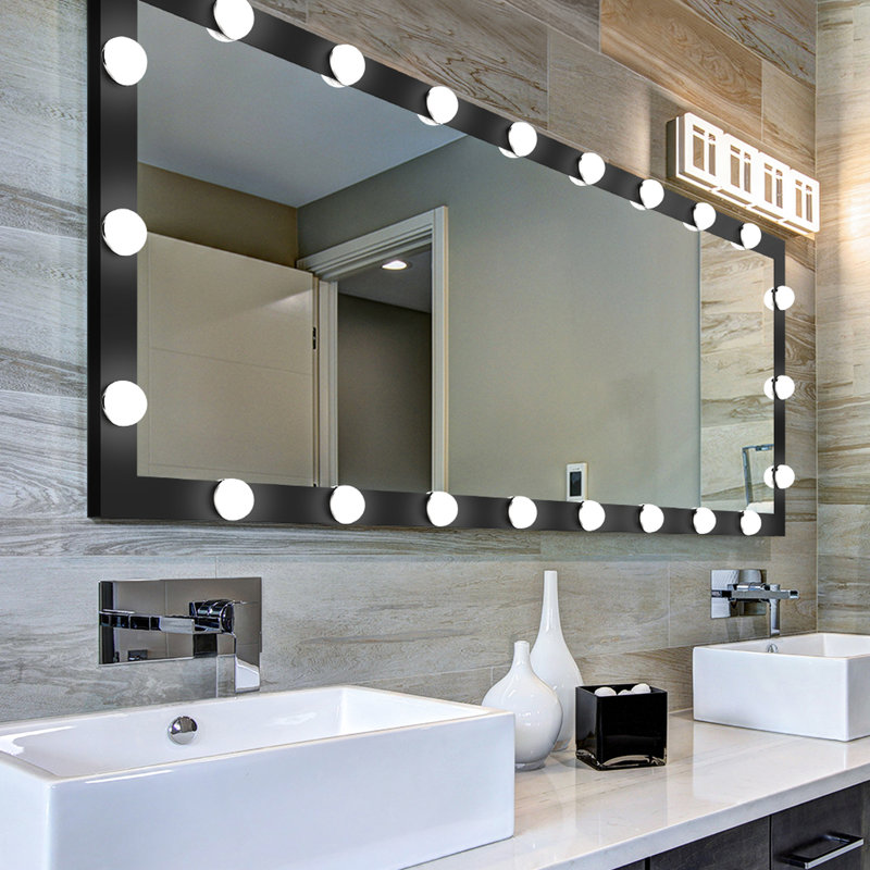 Miroir de plancher pleine longueur 3 couleurs pour le vestiaire: noir 63 po x 24 po, fixation murale, commande tactile, corps en aluminium.