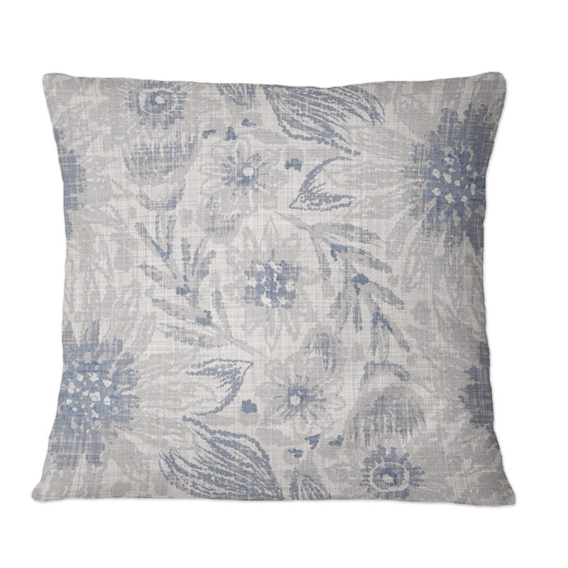Coussin décoratif rétro à motif de fleurs en V Vintage, 18 po x 18 po