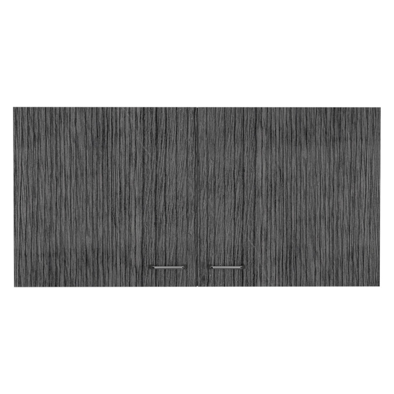 Armoire murale rectangulaire 2 portes blanche et chêne fumé, Gris