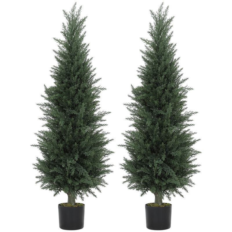 HOMCOM Set of 2 Decorative Artificial Plant, Fake Plant for Home Decor