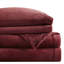 Burgundy 4 Pcs King Sheet , 100% , Soft And Cozy With Velvet Feel, Includes Flat Sheet, Fitted 2 Pillowcases, Elasticized For 16" Mattresses, Easy Care Machine Wash In Burgundy, , Brushed Both Sides