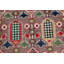 Tapis rectangulaire gris anthracite / rouge / bleu marine / ivoire en laine noué à la main 4 pi x 5 pi 10 po