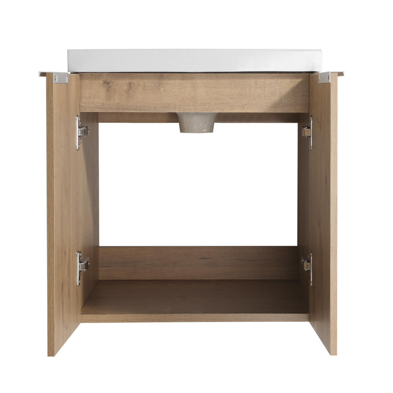 Meuble-lavabo mural 60 po avec 2 lavabos, support de rangement et armoire latérale, portes à fermeture en douceur 60 po
