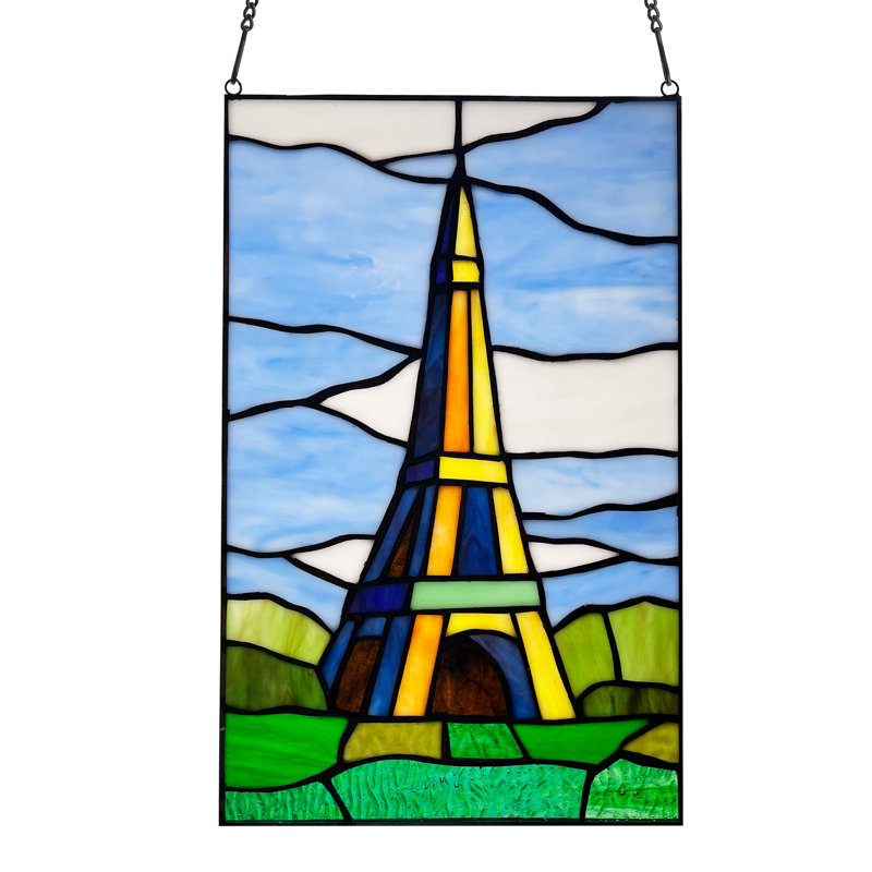 14.5"H Eiffel Tower Stained Glass Window Panel