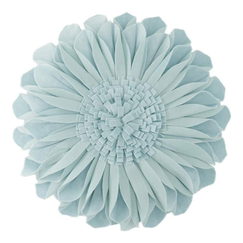  Housse et insert de coussin décoratif en tournesol Appliqued, Bleu clair - velours, Carré 12 po