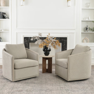 Holl Two Pieces 30" Wide Performance Fabric Upholstered Swivel Chair, No Assembly Required