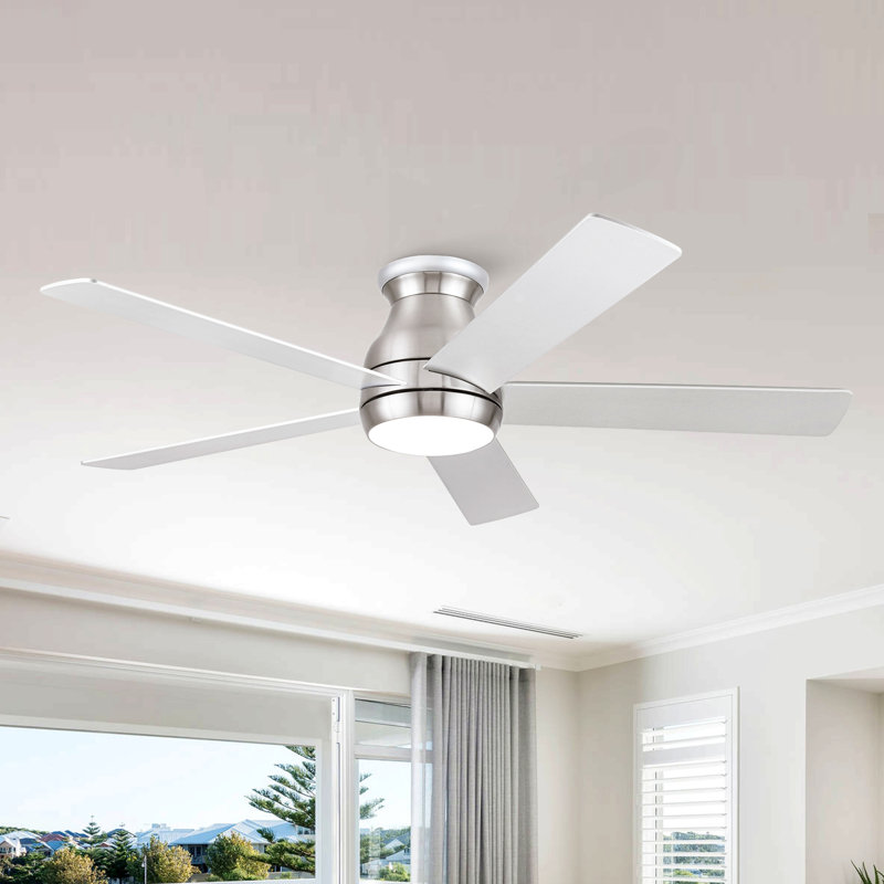 Ventilateur de plafond 52 po avec lumières à profil bas, Argent argent, Argent argent
