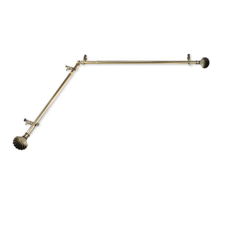 Tringle à rideaux simple de coin réglable 0,75 "Sayers, 120 po à 170 po, Laiton antique