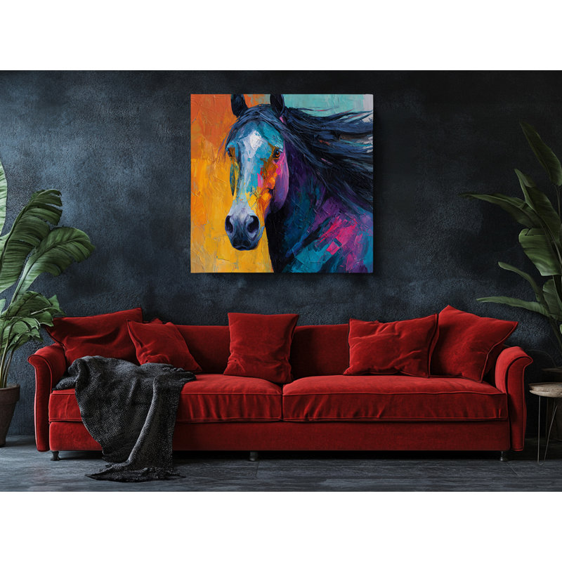 Reproduction d'art, impression sur toile, impression de cheval moderne et impressionniste, 12 po x 12 po