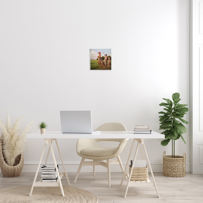 Suricates jouant au golf, impression sur toile