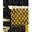 Tapis noir / jaune / bleu en laine noué à la main de conception unique 6 pi 1 po x 9 pi 5 po New Age