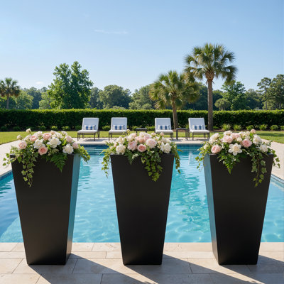Grand pot à fleurs moderne en métal avec trou de drainage pour grandes terrasses Modern