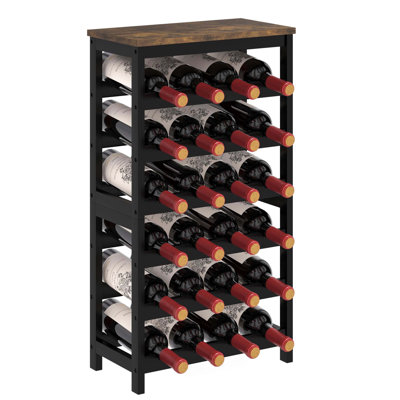 24-Bottle Wine Rack Freestanding Floor, 6-Tier Wine Storage Shelves Stackable Wine Display Rack by Red Barrel Studio