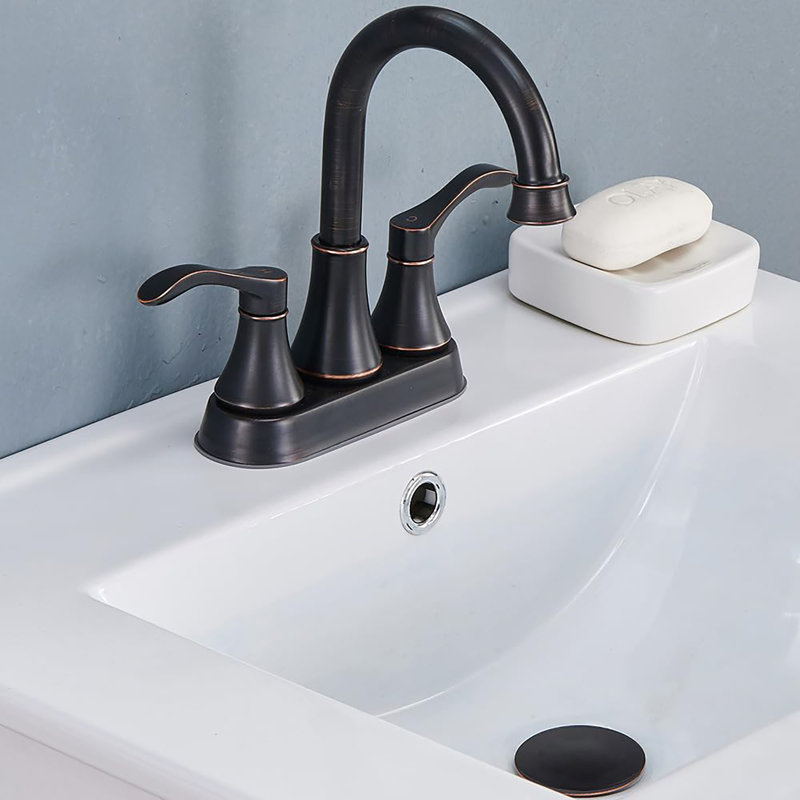 Robinet de salle de bain Comvert, robinet de salle de bain central à 4 poignées 4 po avec bec pivotant