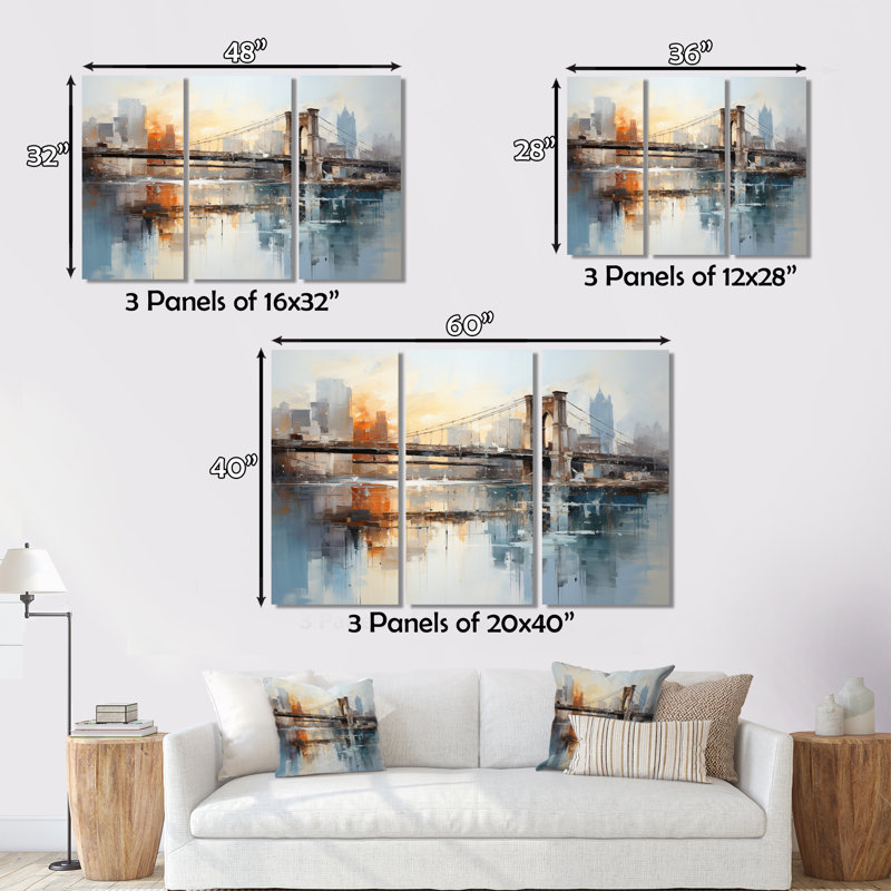 Ensemble de 3 toiles paysage paysage, H 40 po x l 60 po x P 1 po