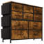 Commode 10 tiroirs, commode pour chambre à coucher avec 10 grands tiroirs de rangement en tissu-1803095309