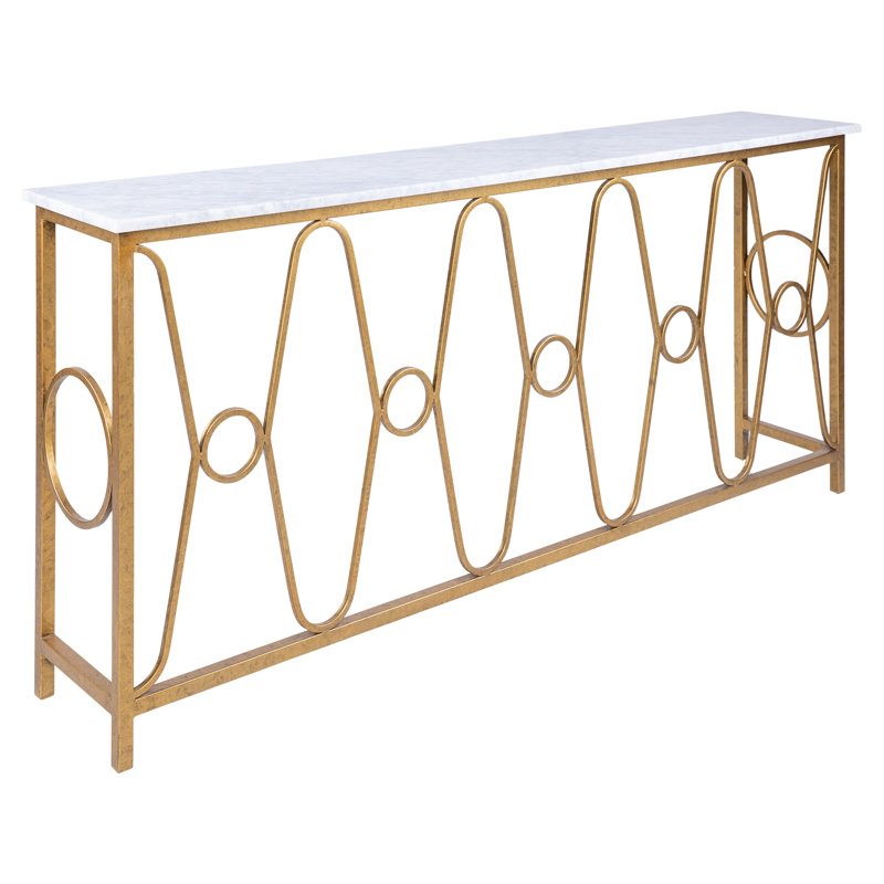 Bosporus 72" Console Table, Royal Gold, Carrera Marble