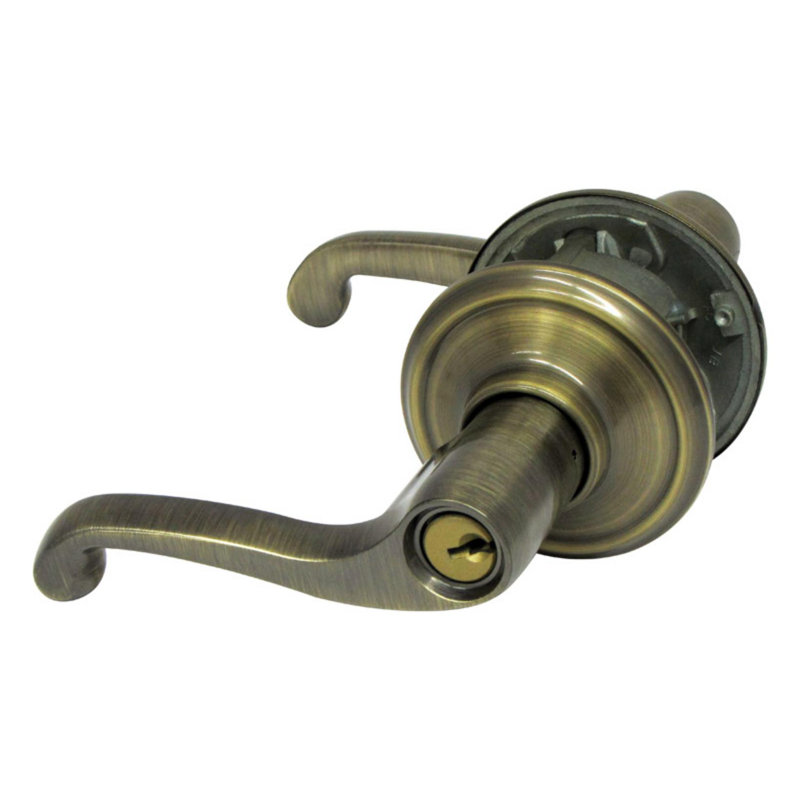 Flair Schlage Antique Brass Steel Keyed Entry, Antique Brass