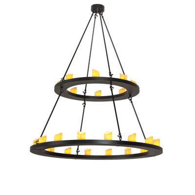 Loxley 24 - Light Dimmable Wagon Wheel Chandelier