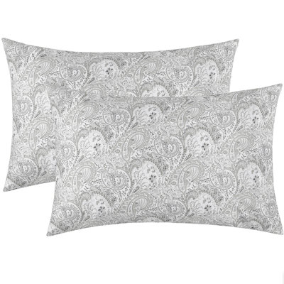 Mellanni 1800 Pillowcase Set 2 pc Set of 2 Standard Size Paisley Gray