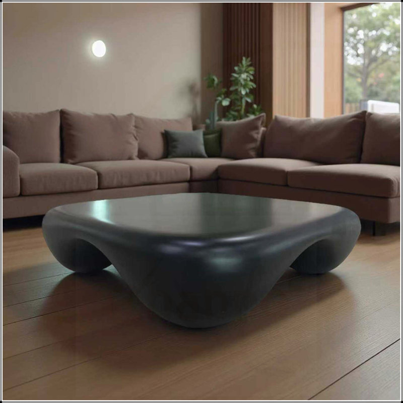 Table basse moderne en faux travertin texturé pour le salon ou le bureau, design durable et élégant