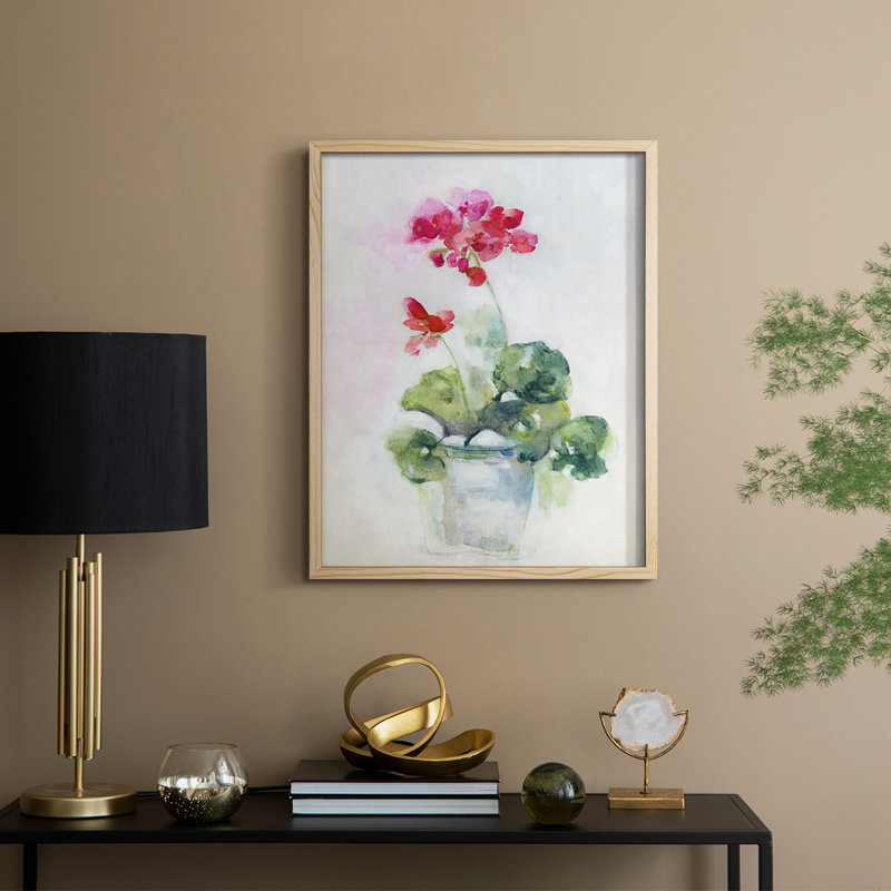 «Soft Geranium I», reproduction encadrée - bois massif, H 15 po x l 12 po, Naturel