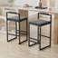 Modern Velvet Counter Height Bar Stools with Low Backrest Set of 2 Upholstered Dining Stools for Kitchen Island (Gold & Black)-1248484995-1248484993