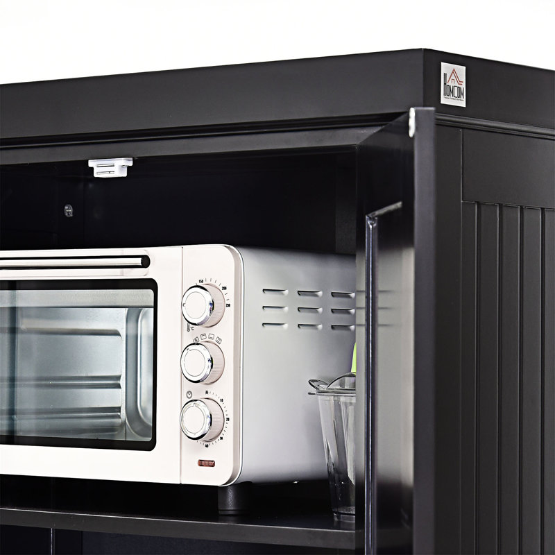 Grand garde-manger avec grand rangement et tablettes réglables, Noir