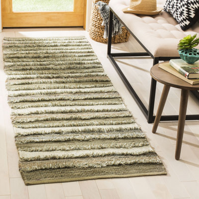 Bester Handwoven Cotton Green Area Rug