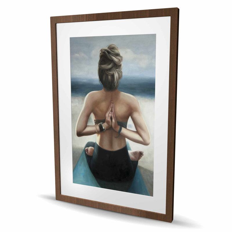 Reverse Prayer Pose - Beige Bathroom Framed Matted Print
