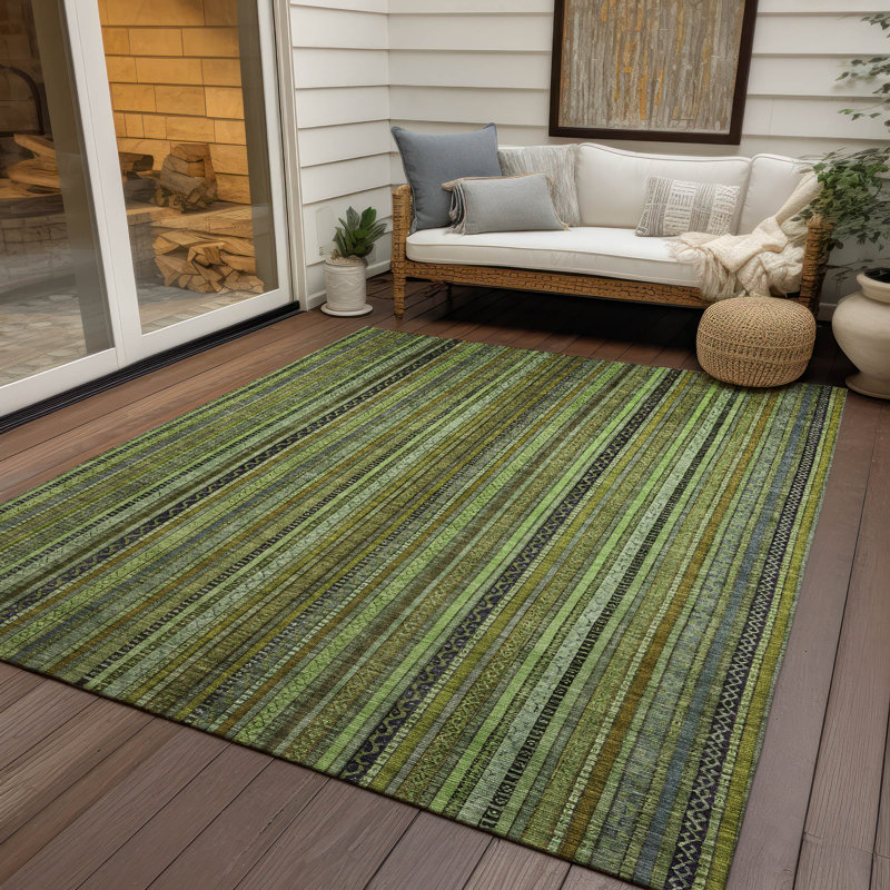 Tapis vert intérieur / extérieur lavable à la machine Claudian ACN1654, Rectangle 5 pi x 7 pi 6 po