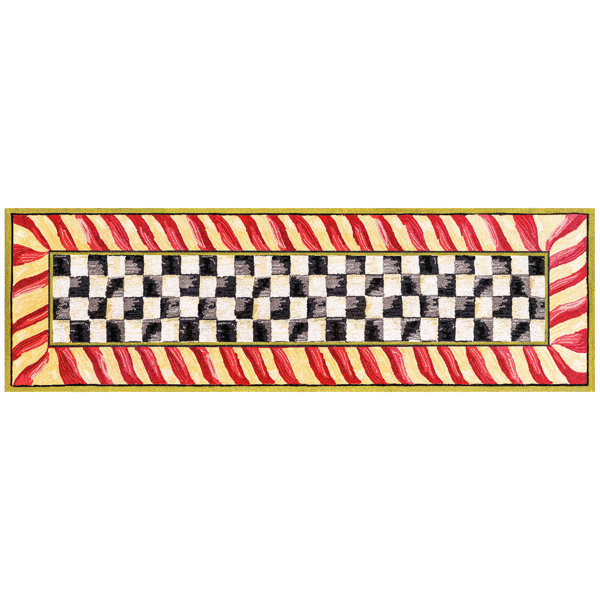 MacKenzie-Childs Courtly Check® Red/Gold Washable Rug & Reviews | Wayfair