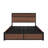 Large Raised-Pattern Storage Bed Frame, Wooden Platform Bed Frame With Multiple Drawer Storage Function, Bedside Socket, Brown Wood (Queen)