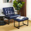 Fauteuil et repose-pieds en cuir Buren-101040978