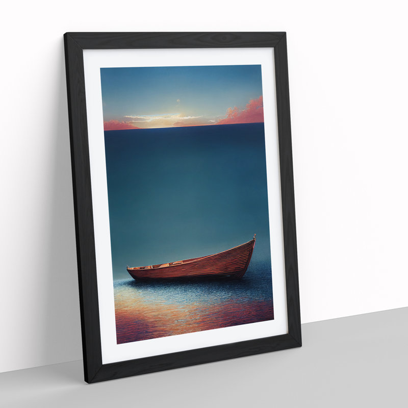 XV1022-3759X Resting Boat - Print, Black Framed, Black, 64cm H x 46cm W x 2cm D