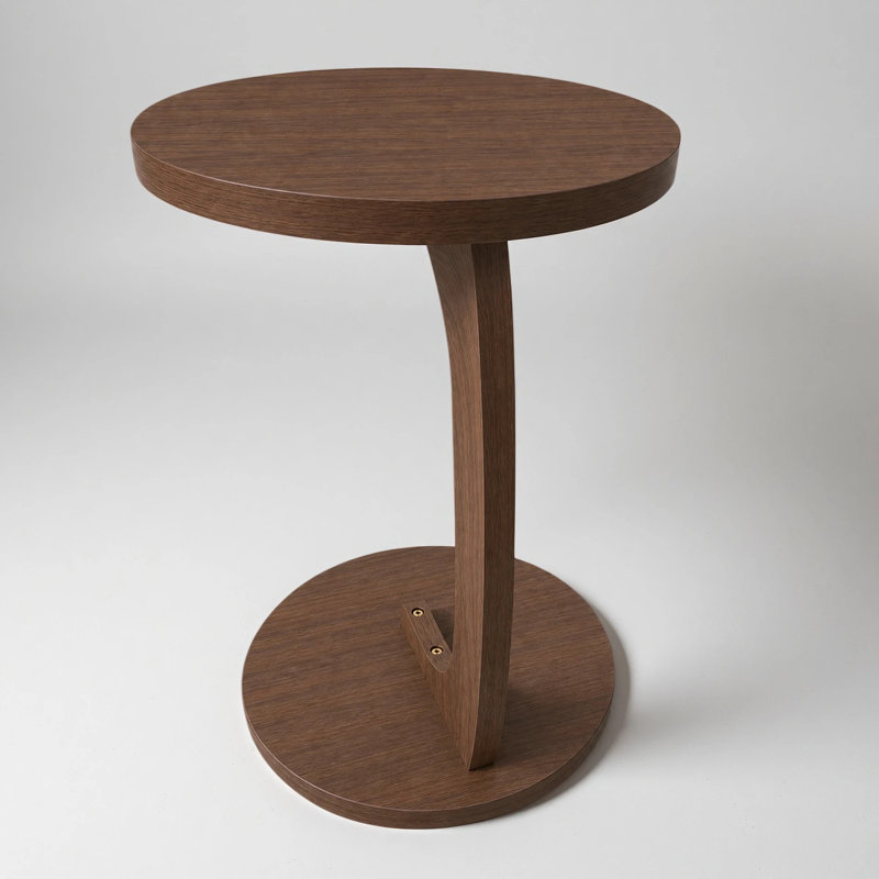 Table de bout en forme de C 21,65 po avec plateau rond et base piédestal incurvée