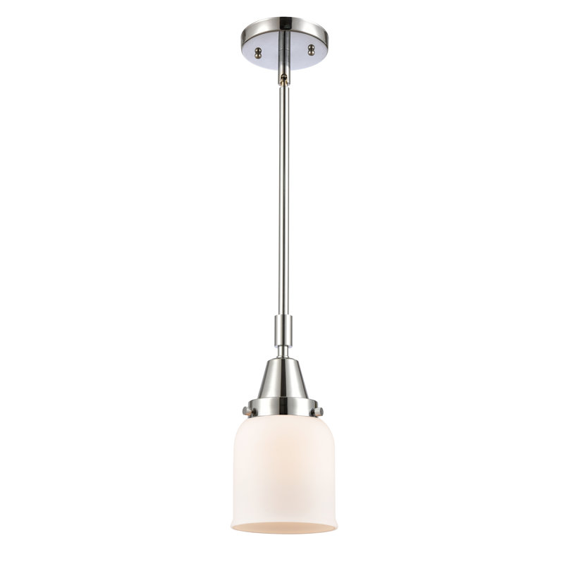 Luminaire suspendu 1 lumière à une cloche, Blanc mat, H 44,12 po x l 5 po x P 5 po, Chrome poli