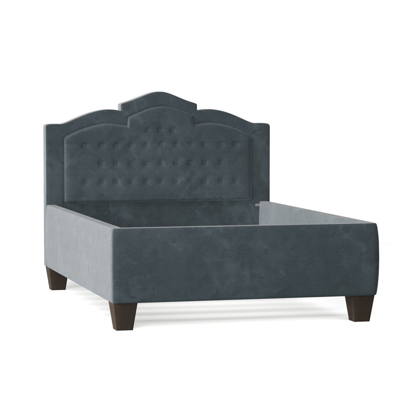 Sheila Upholstered Bed, Queen, Bella Black Performance Velvet, Brown Mahogany