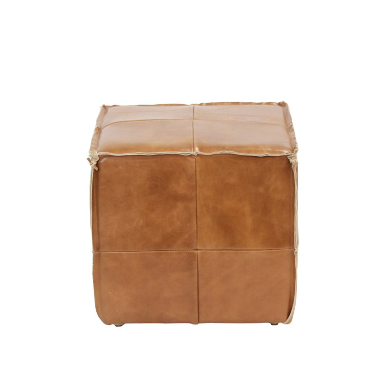 Repose-pieds carré en cuir véritable 18 po Willsbridge, Cuir véritable noir