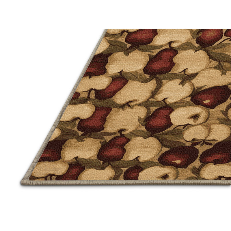 Washable Apple Clusters Farm Area Rug, Round 7'