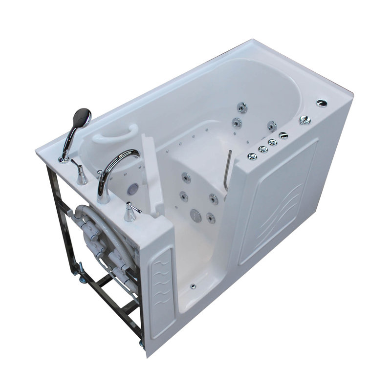 Tucson 60'' x 30'' Fiberglass Bathtub with Faucet, Left, White