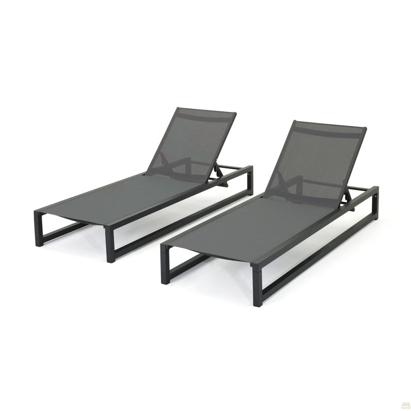 Chaise longue Venice (ensemble de 2), Gris, Noir