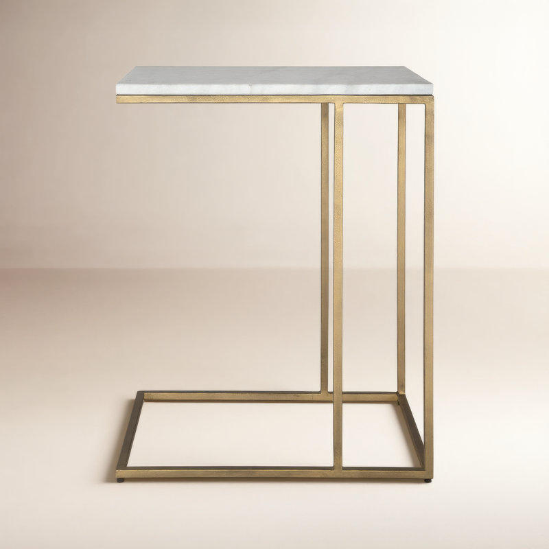 Clinton Marble End Table, Brass
